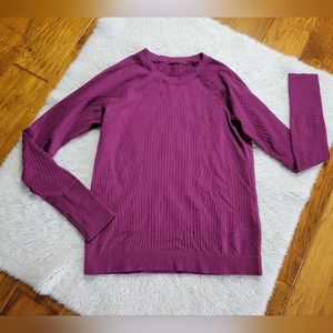 Lululemon Rest Less Pullover Marvel Textured Burgundy Long Sleeve Thumbholes 10